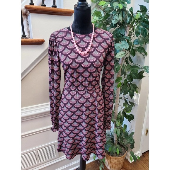 Michael Kors Women Multicolor Balloon Sleeve Round Neck Knee Length Dress Size M - Picture 1 of 13